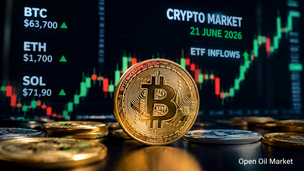 Noticias criptomonedas, domingo, 21 de junio de 2026: Bitcoin mantiene $63,000 a $64,000, flujos ETF y regulación de stablecoins marcan el tono del mercado