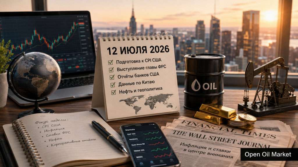 Calendario financiero mundial 12 de julio de 2026 con IPC de EE. UU., informes de bancos, petróleo e índices S&P 500, Euro Stoxx 50, Nikkei 225 y MOEX