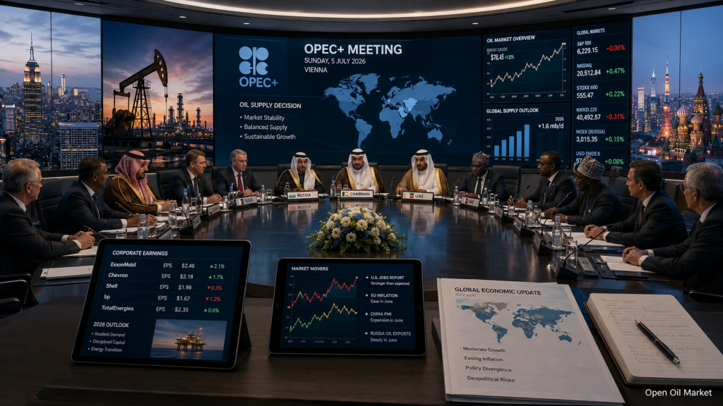Reunión OPEP+ y mercados globales — eventos económicos e informes corporativos 5 de julio de 2026.